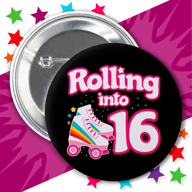 16th Birthday Roller Skating 16 Years Old Skate Button (Creator Uploaded)