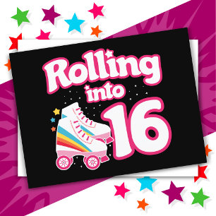 16th Birthday Roller Skating 16 Years Old Skate Postcard