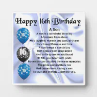 16Th Birthday Son Poem Plaque | Zazzle