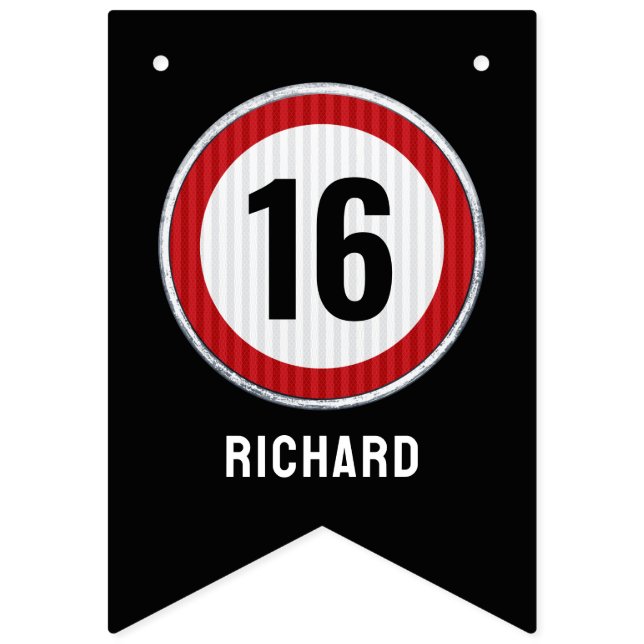 16th Birthday Speed Limit  Bunting Flags (Second Flag)