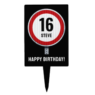 16th Birthday Speed Limit CUSTOMIZABLE Cake Topper