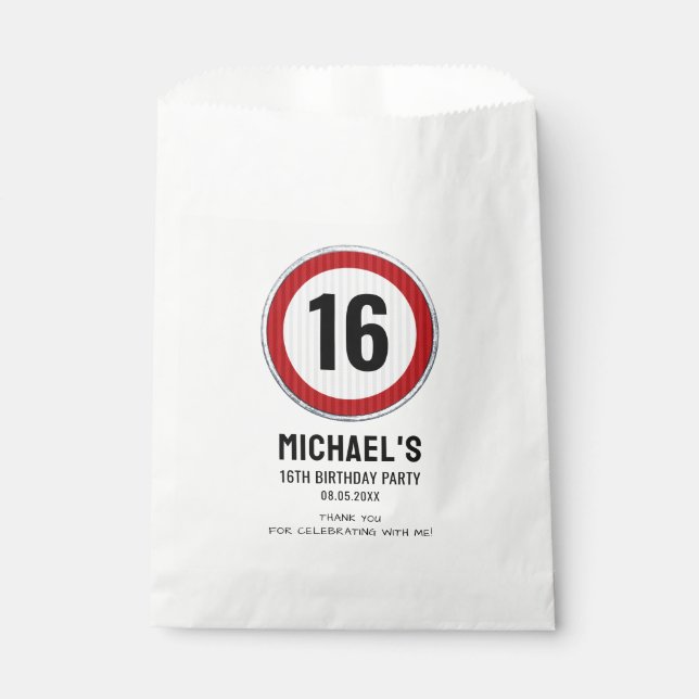 16th Birthday Speed Limit Favor Bag (Front)