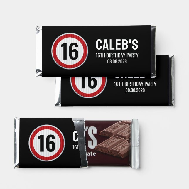 16th Birthday Speed Limit  Hershey Bar Favors (Front)