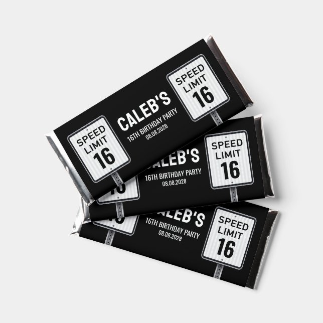 16th Birthday Speed Limit  Hershey Bar Favors (Front)