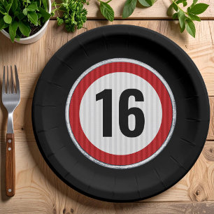 16th Birthday Speed Limit Paper Plates