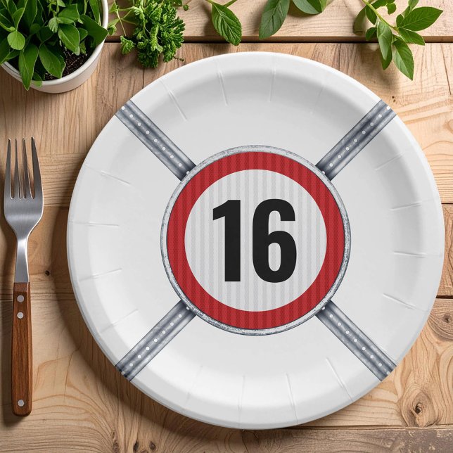 16th Birthday Speed Limit Paper Plates (Creator Uploaded)