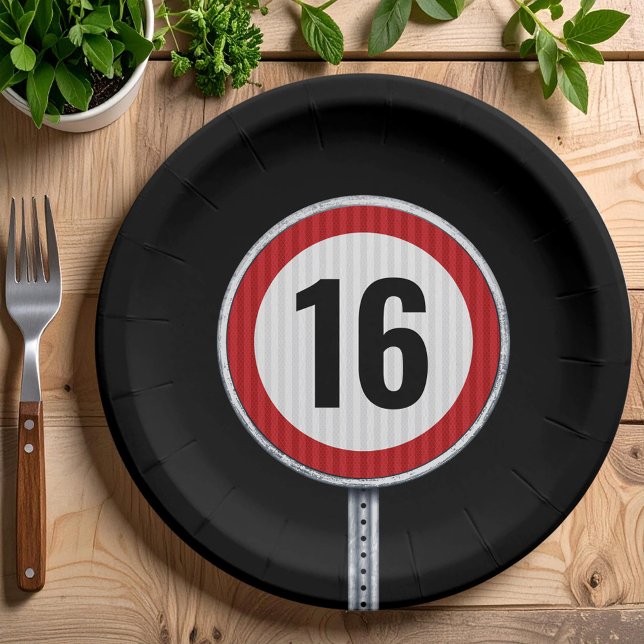16th Birthday Speed Limit  Paper Plates (Creator Uploaded)