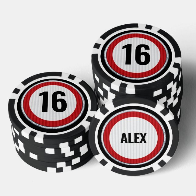 16th Birthday Speed Limit  Poker Chips (Stack)
