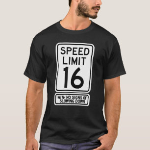 16th Birthday Speed Limit Sign 16 Year Old Boys T-Shirt