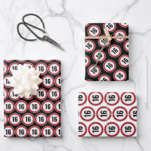 16th Birthday Speed Limit Sign Wrapping Paper Sheets