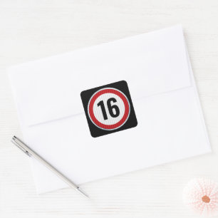 16th Birthday Speed Limit  Square Sticker