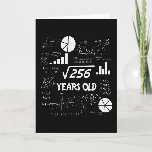16th Birthday Square Root Math 16 Years Old Bday Card