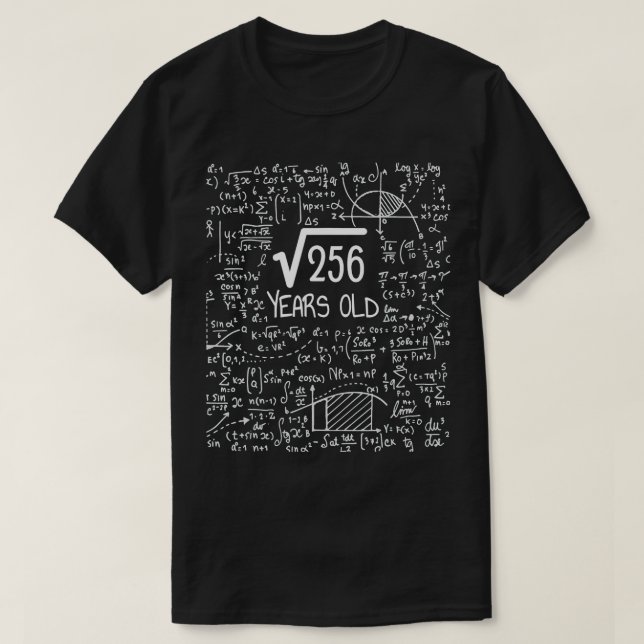 16th Birthday Square Root of 256 16 Years Old  T-Shirt (Design Front)