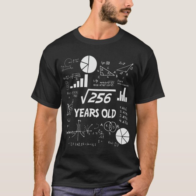 16th Birthday Square Root of 256 Math 16 Years Old T-Shirt (Front)