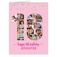 16th Birthday Sweet 16 Custom Photo Collage Pink