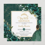 16th Birthday Sweet 16 Emerald Green Floral Invitation<br><div class="desc">Personalize this lovely Sweet 16 / quinceañera / birthday invitation with own wording easily and quickly,  simply press the customize it button to further re-arrange and format the style and placement of the text.  Matching items available in store!  (c) The Happy Cat Studio</div>