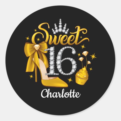 16th Birthday Sweet 16 girls Classic Round Sticker