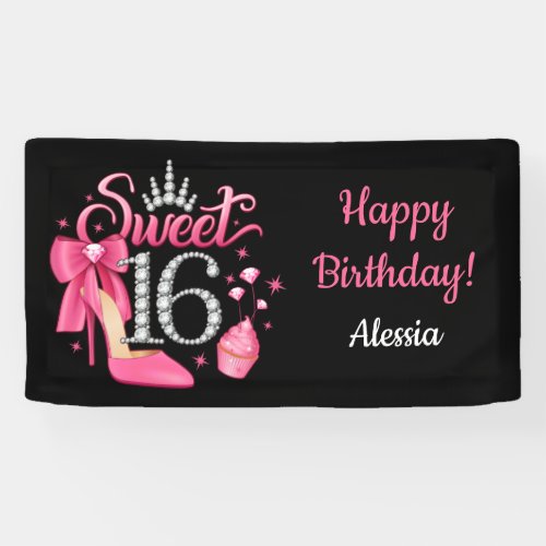 16th Birthday Sweet 16 girls Banner