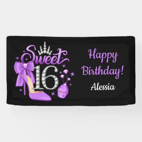 16th Birthday Sweet 16 girls Banner