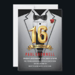 16th Birthday Sweet 16 Tuxedo  Invitation<br><div class="desc">White Tux White Tuxedo invitation,  Tuxedo birthday invitation,  black tie invitation,  secret,  spy,  elegant,  men,  bow tie,  16th birthday invitation,  suit,  agent,  sweet 16</div>