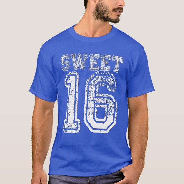 16Th Birthday Sweet Sixn 16 Girls Varsity Grunge T-Shirt (Front)