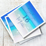 16th Birthday Sweet Sixteen Beach Suite Napkins<br><div class="desc">An enticing beach scene is the background for this Sweet Sixteen Beach Party birthday design.
Ocean and sky blues  are the main colors.
All the information and the image are easily replaced for your own custom design.</div>