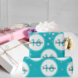 16th birthday teal green glitter diamonds wrapping paper