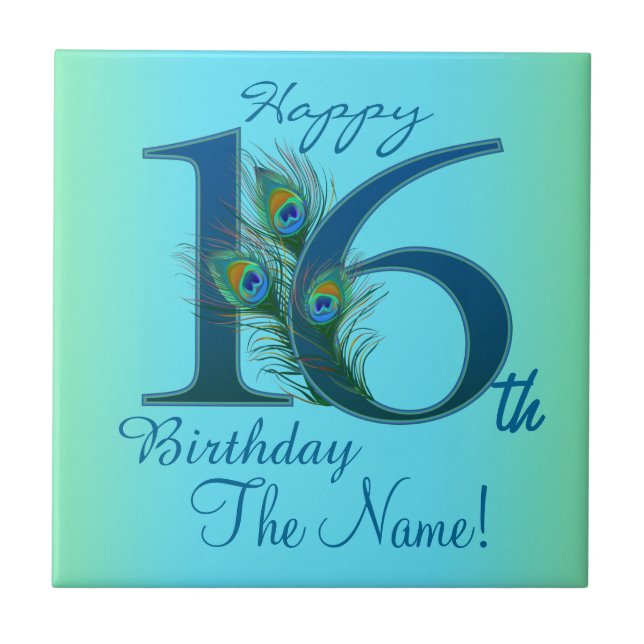 16th Birthday Template 100% personalized gift Tile (Front)