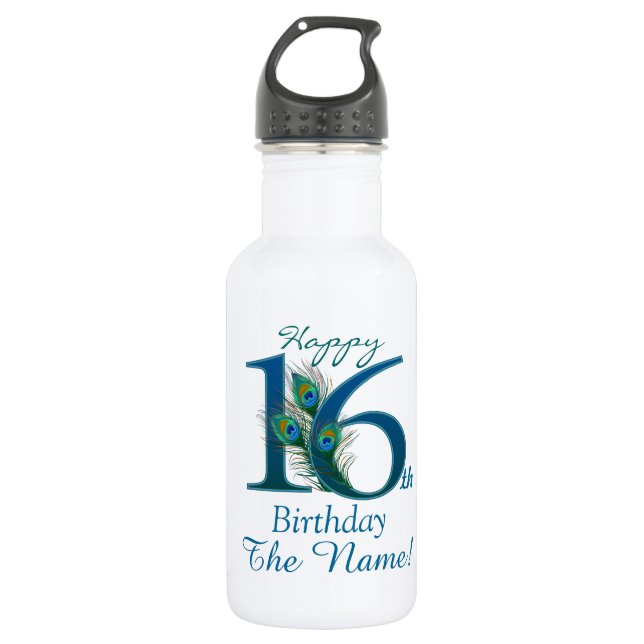 16th Birthday Template 100% personalized Water Bottle (Front)