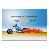 16th Birthday with a Flaming Motorcycle (Front Horizontal)