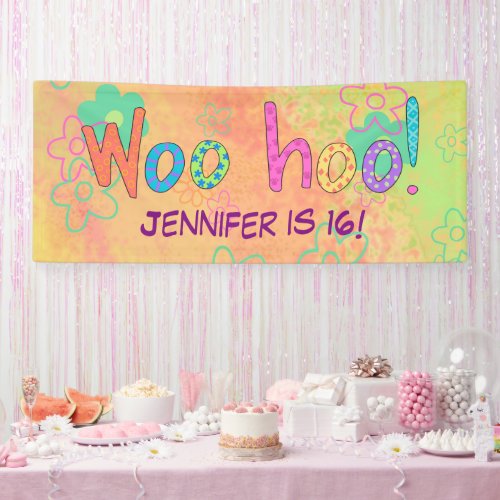 16th Birthday WooHoo Name Personalized Banner