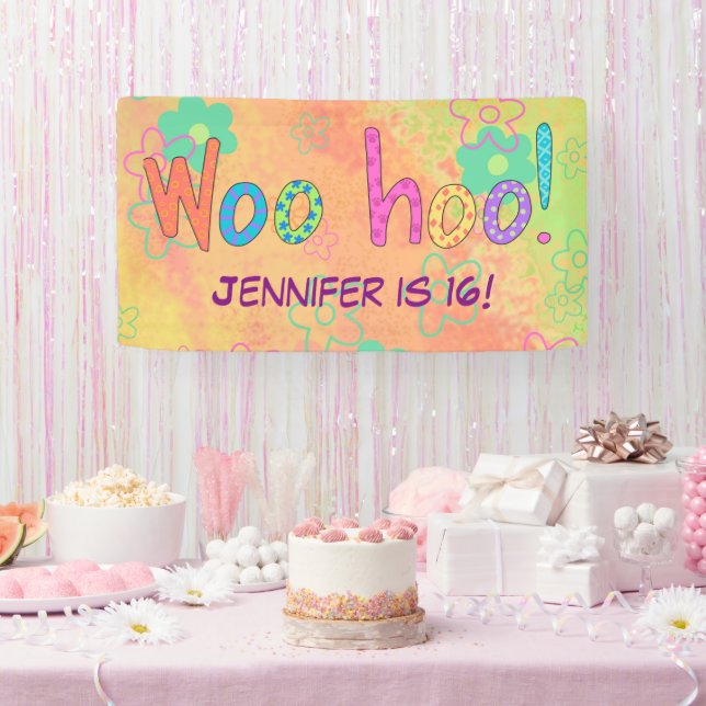 16th Birthday WooHoo Name Personalized Banner (Party)