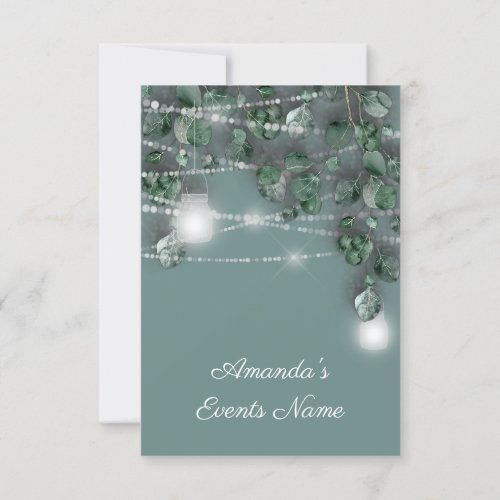 16th  Bridal Shower Lights Rustic Mint Smoky Green Invitation