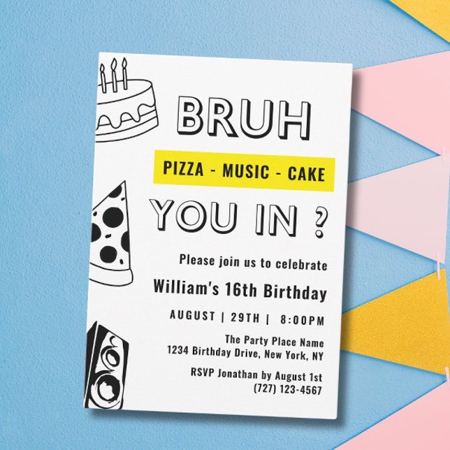 16th Bruh, You in Birthday Teen Boy Funny Invitation (Creator Uploaded)