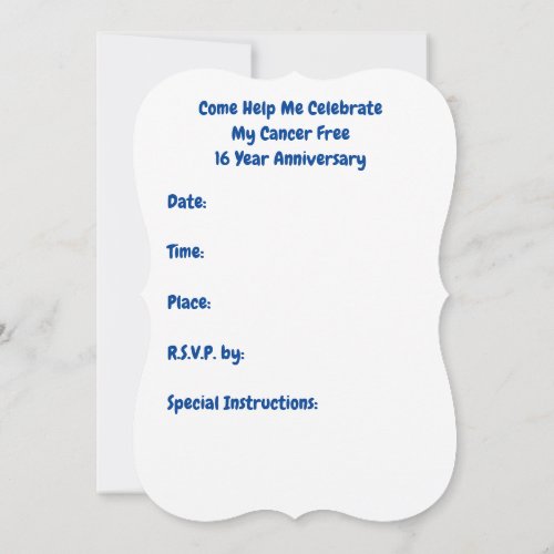 16th Cancer Anniversary Party Invitations