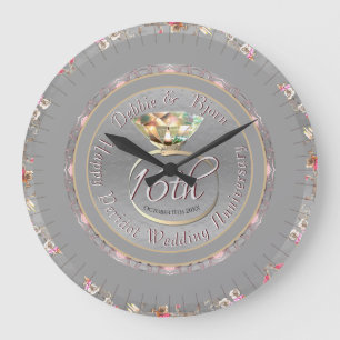 16th Candles & Statice Anniversary Wall Clock