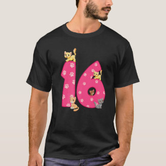 16th Cat Birthday Celebrant 16 Year Old Kitten Bda T-Shirt