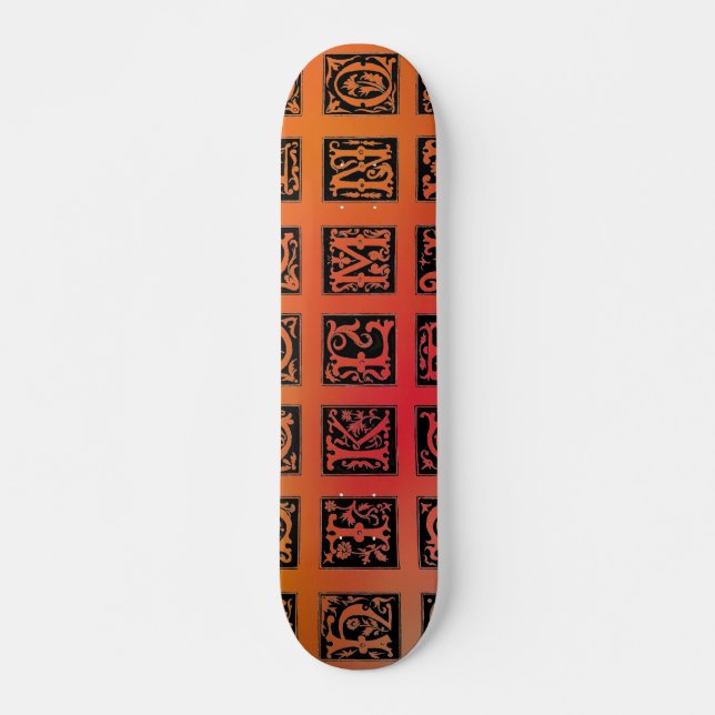 16th Century Alphabet Skateboard (Front)