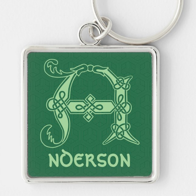 16th Century Celtic Knot Decorative Capital A Keychain (Front)