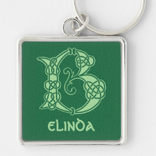 16th Century Celtic Knot Decorative Capital B Keyc Keychain