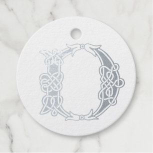16th Century Celtic Knot Decorative Capital D Foil Favor Tags