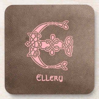 16th Century Celtic Knot Decorative Capital E Beverage Coaster