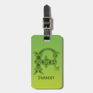 16th Century Celtic Knot Decorative Capital F Luggage Tag