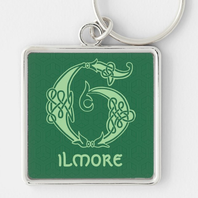 16th Century Celtic Knot Decorative Capital G Keychain (Front)