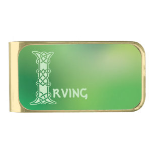 16th Century Celtic Knot Decorative Capital I Gold Finish Money Clip