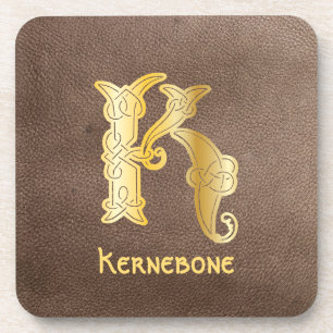 16th Century Celtic Knot Decorative Capital K Beverage Coaster