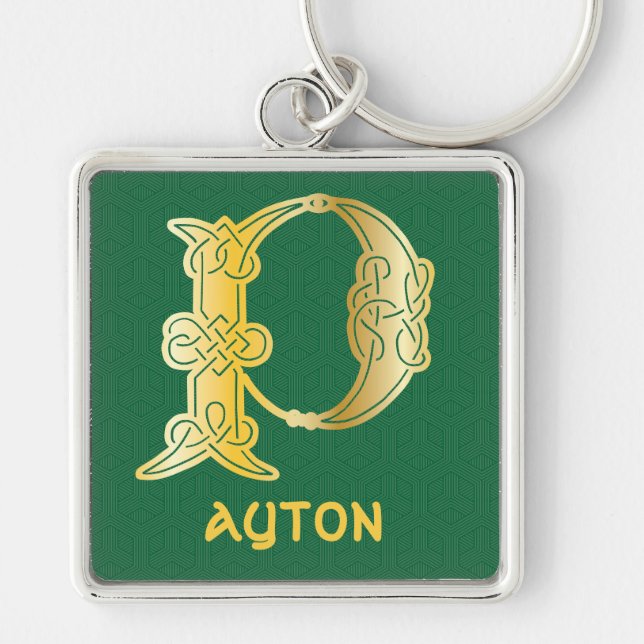 16th Century Celtic Knot Decorative Capital P Keychain (Front)