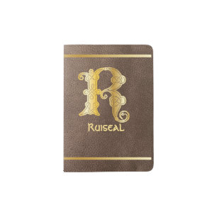 16th Century Celtic Knot Decorative Capital R Passport Holder