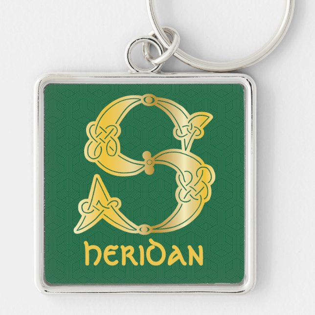 16th Century Celtic Knot Decorative Capital S Keychain (Front)
