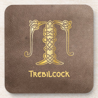 16th Century Celtic Knot Decorative Capital T Beverage Coaster